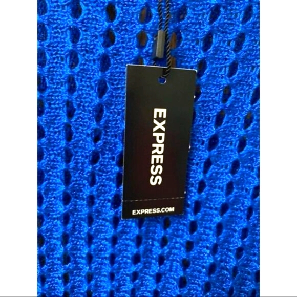 Express Royal blue Shimmery Open knit Sweater M/L - Picture 5 of 8